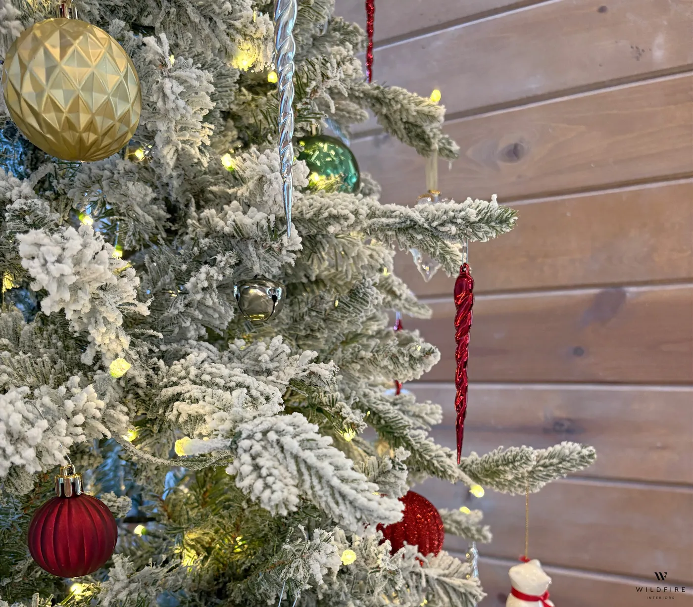 This Pre-Lit Snowy Christmas Tree Has Me Breaking My Own Rules - Wildfire  Interiors