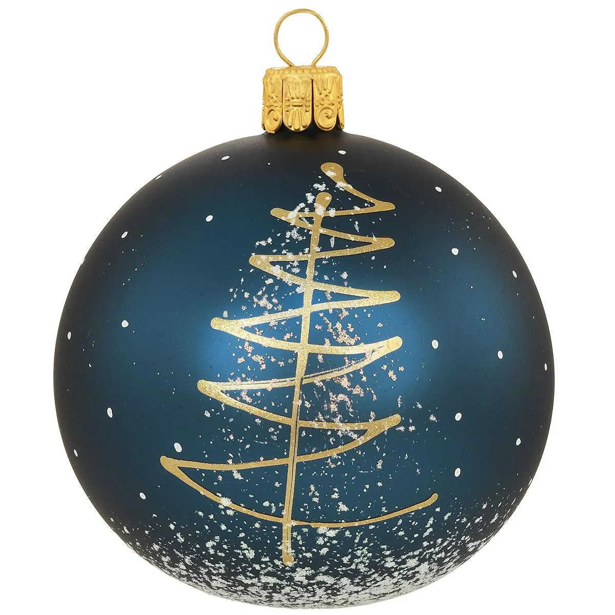 Tree On Blue Glass Ornament