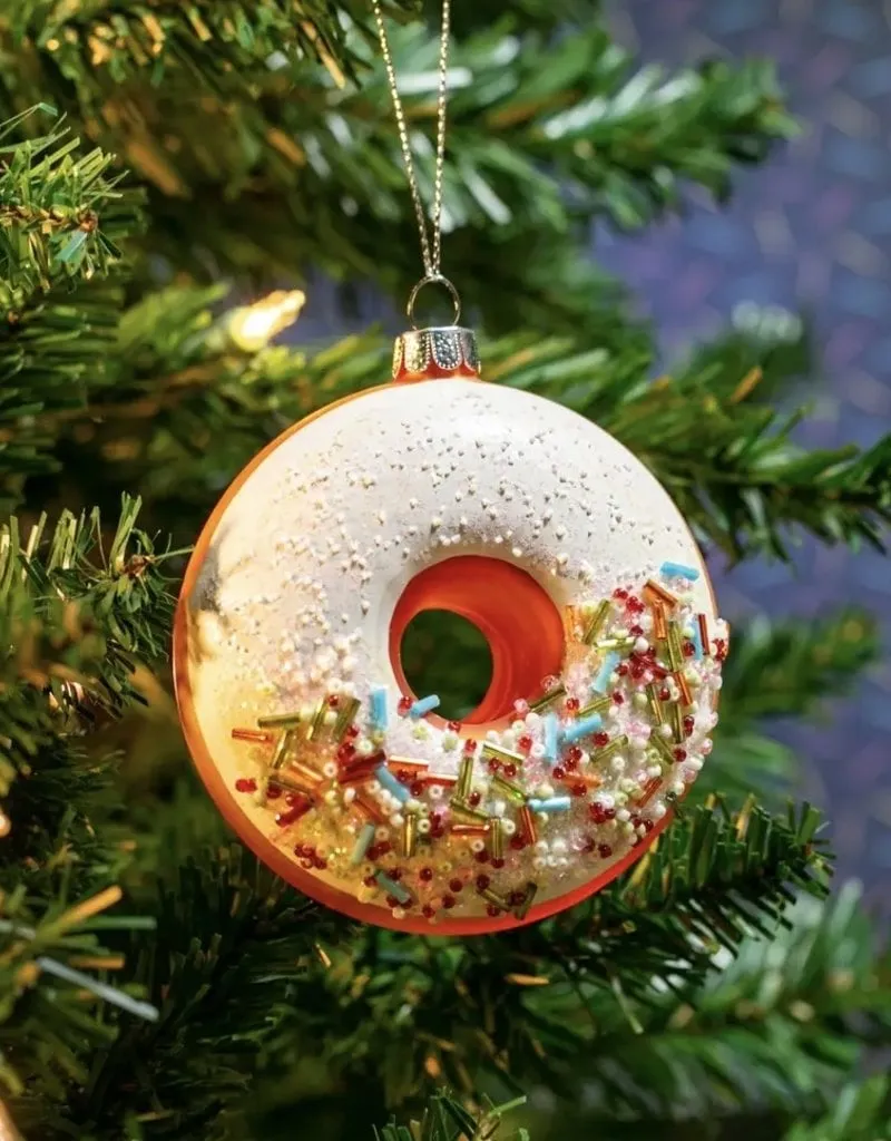 Vanilla Frosted Donut Glass Ornament - 509 Broadway