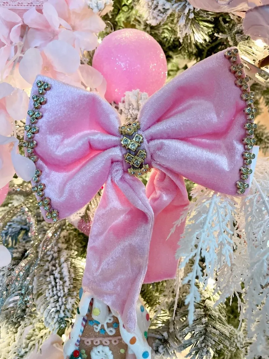 Velvet Rhinestone Clip-On Bow - Festive Christmas Decor – DesignedBy The  Boss
