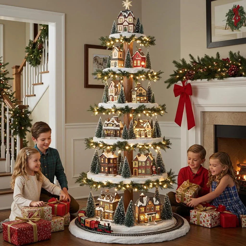 Village Display Stand Christmas Village Tree House DIY Christmas Village  Tree Stand: CNC Cut Out Build