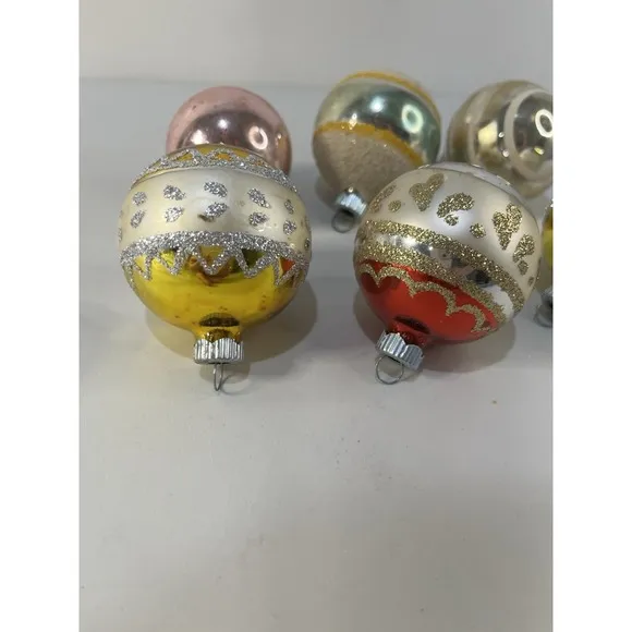 Vintage 6 Shiny Brite Christmas Ornaments Glass Balls Multicolor Variety  Stripes