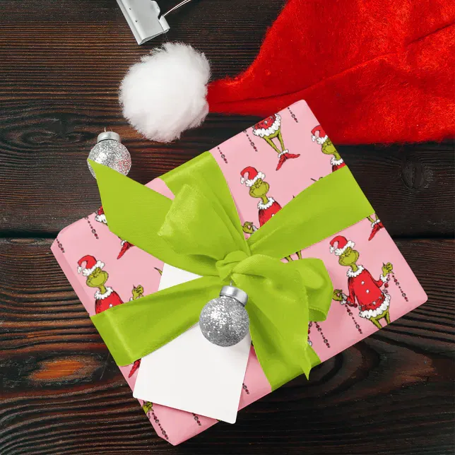 Vintage Grinch Christmas Pink Pattern Wrapping Paper Sheets | Zazzle
