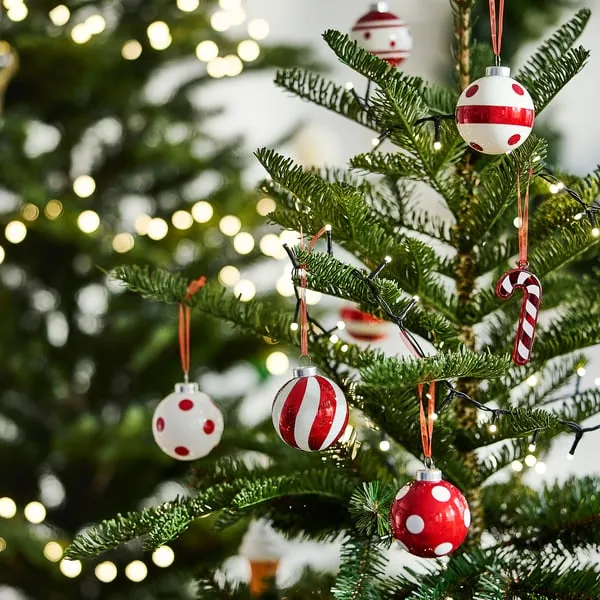 VINTERFINT tree ornament, candy cane/red/white, 8 cm - IKEA