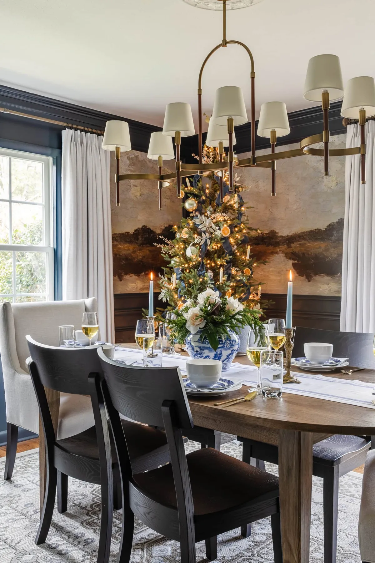 White and Blue Christmas Decor Ideas | Dining Room Tour - Bless'er House