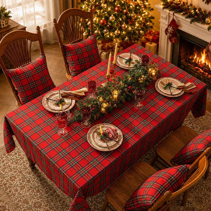 Wholesale Christmas Tartan Tablecloth – Red Plaid Holiday Dining Table  Cover for Christmas Dinner, Party, Fireplace Decor & Festive Home Styling  for your store - Faire