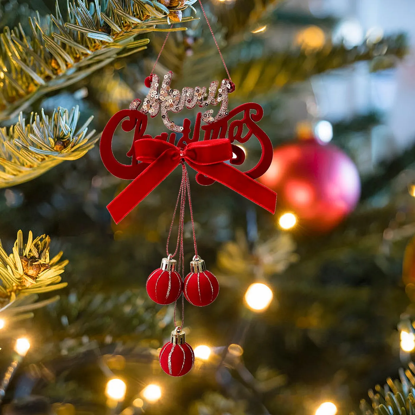 Wine Red Flocked Christmas Pendant Christmas Decorations Window Christmas  Tree Decoration Pendant - Walmart.ca