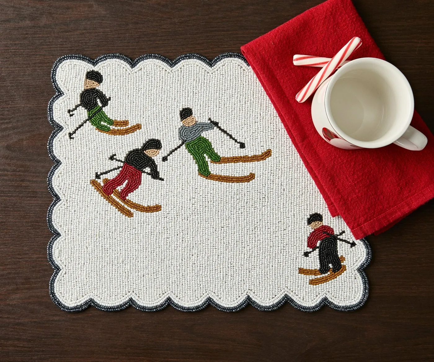Winter Skier Christmas placemats Set – Snowy Mountain Dining Table Dec –  Che Cose Belle