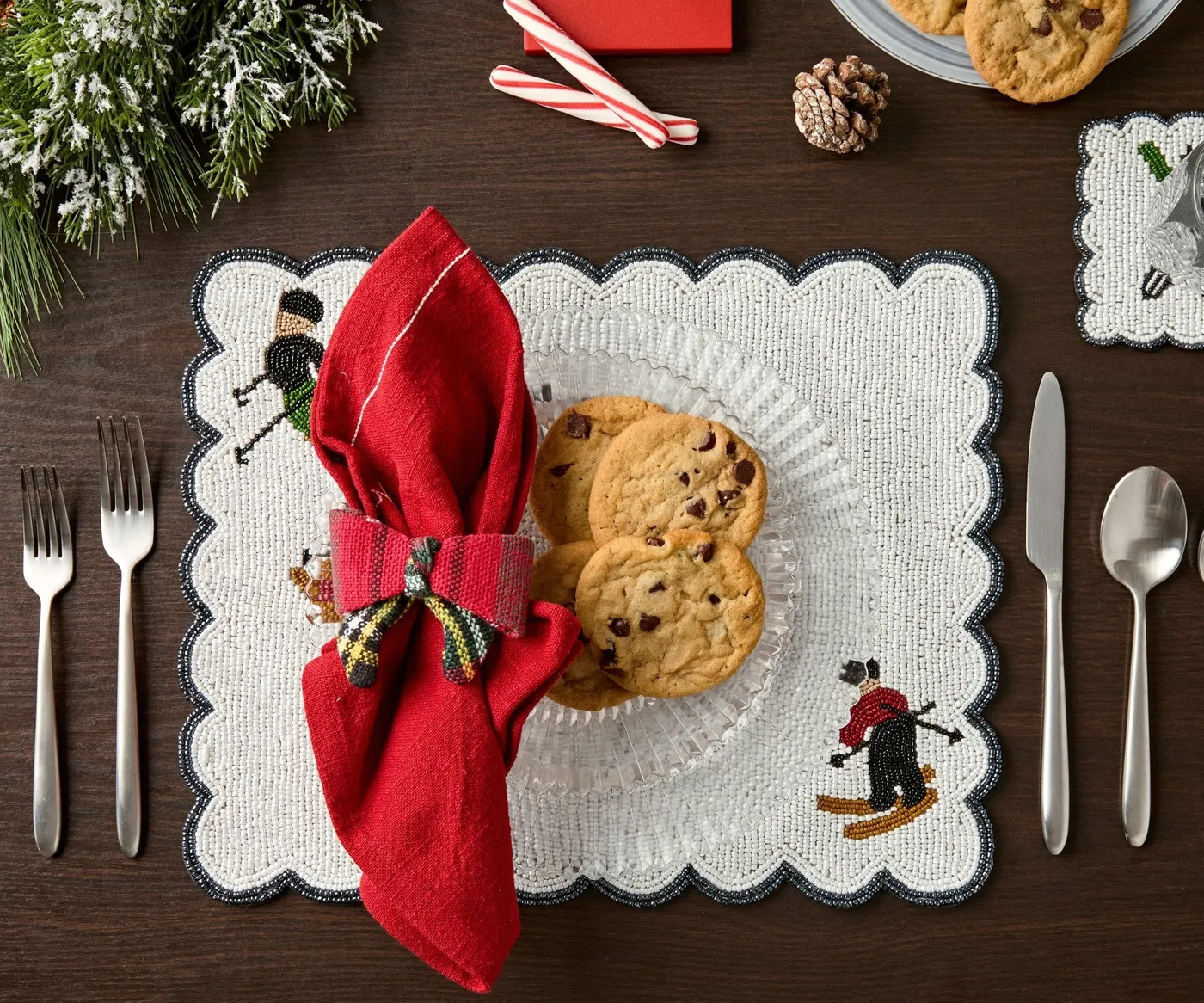 Winter Skier Christmas placemats Set – Snowy Mountain Dining Table Dec –  Che Cose Belle