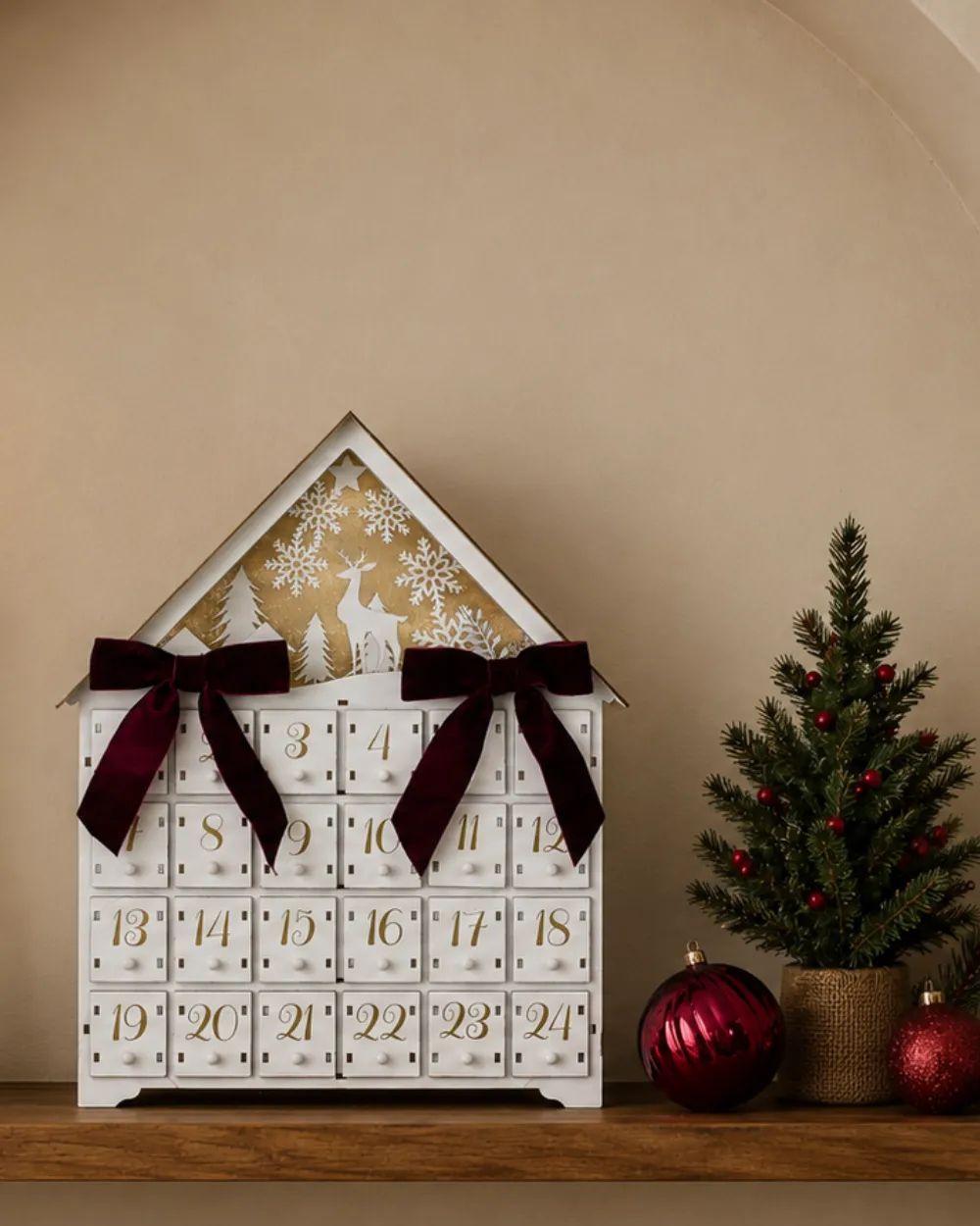 Wooden Advent Calendar Light Up Woodland House | Sue Ryder