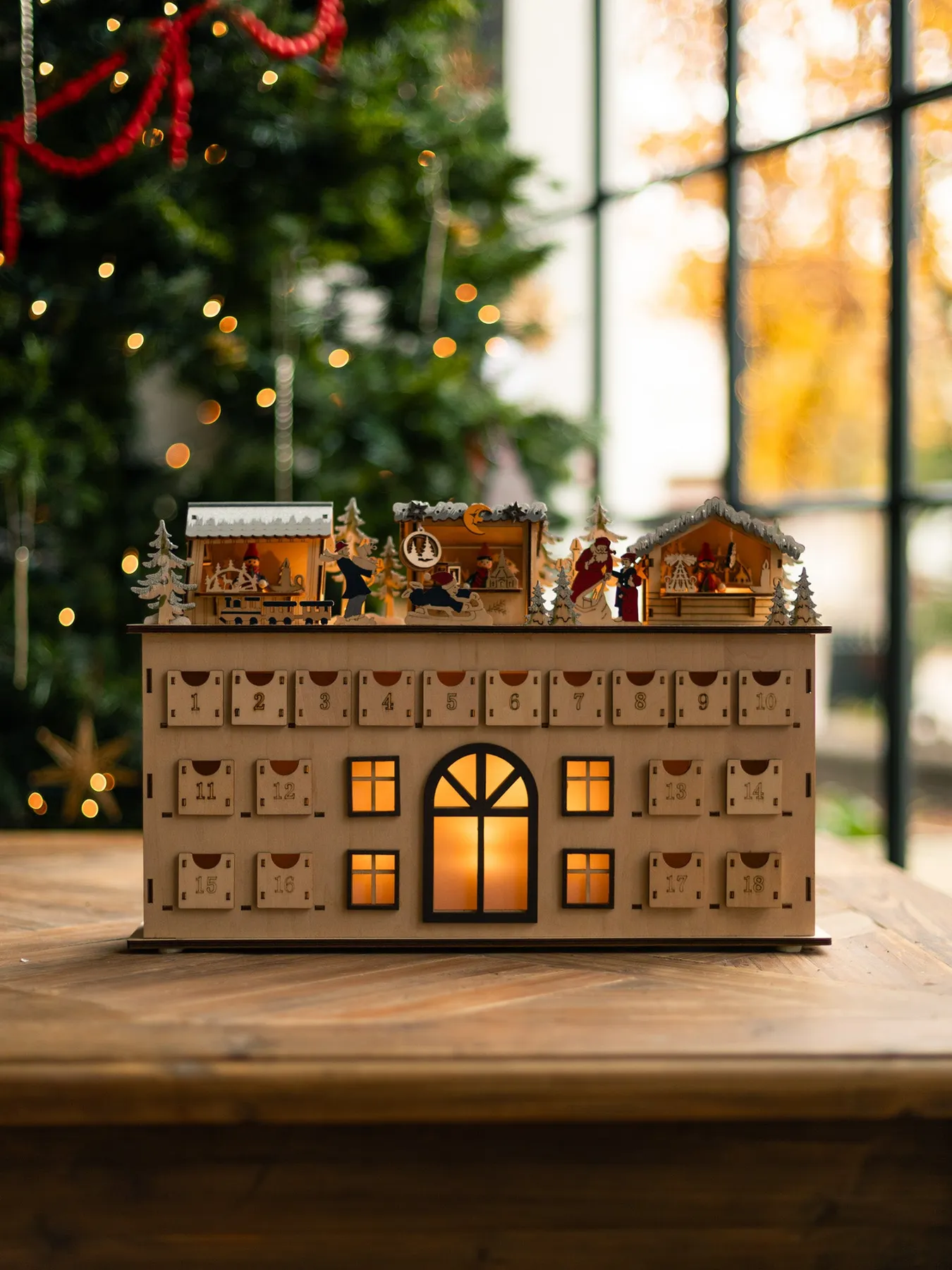Wooden Advent Calendar with Drawers