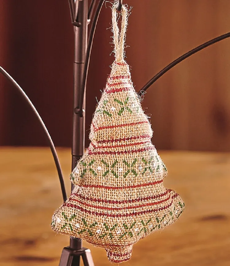 Woodland Chic Burlap Tree Ornament - Teton Timberline Trading